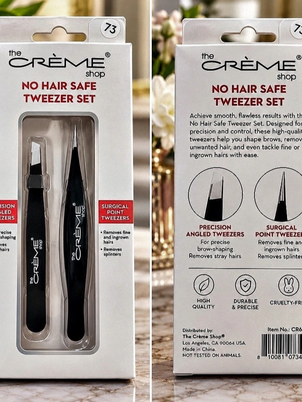 The Crème Shop No Hair Safe Tweezer Set, Black & White